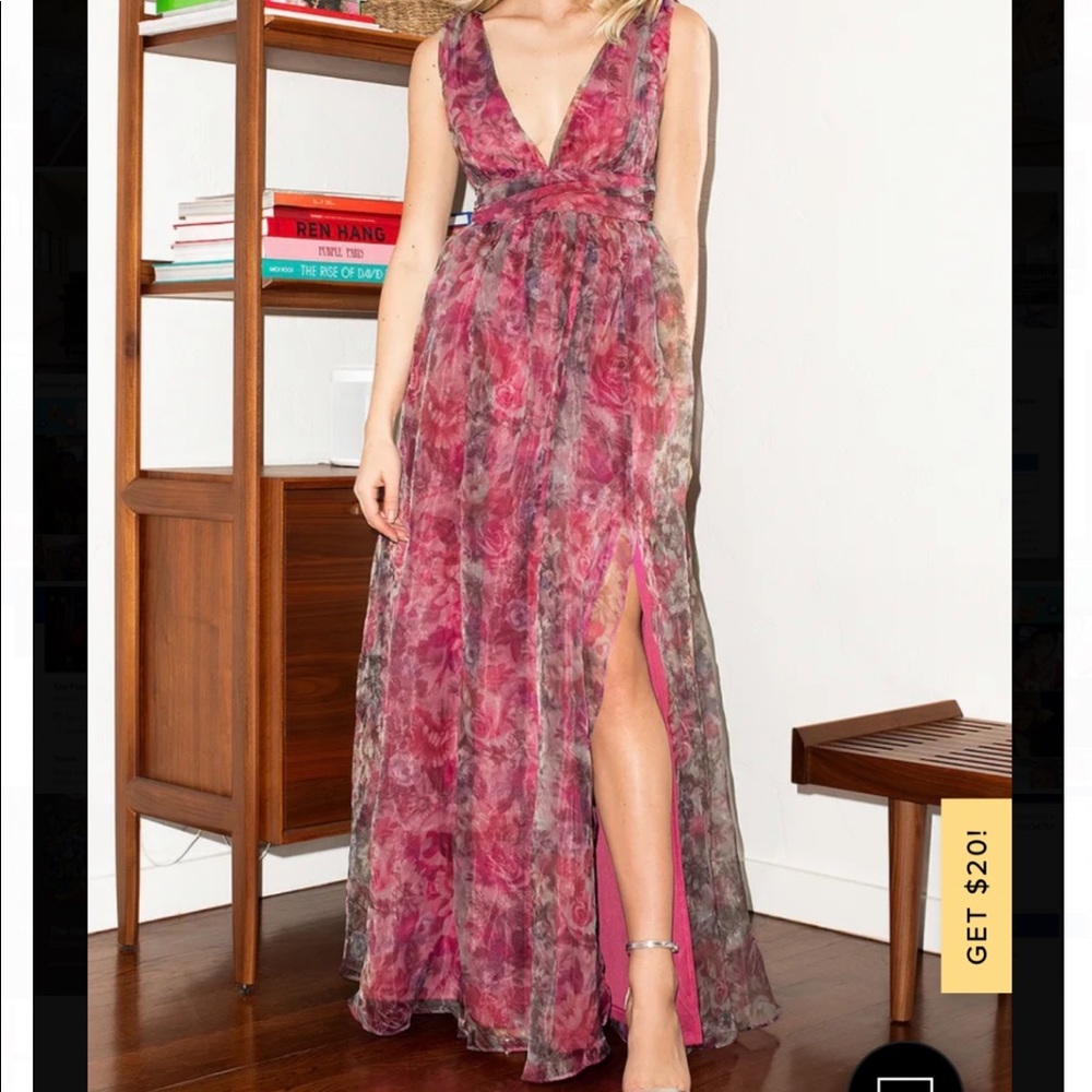 NWT Garden Romance Magenta Floral Print Organza Maxi Dress - Lulus